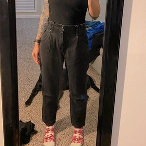 American Eagle Black Mom Jeans w/ Paper Bag Waist